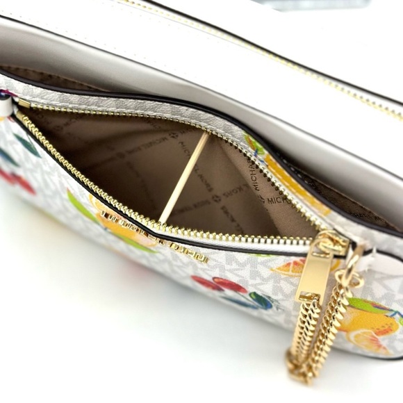 Michael Kors Large EW Zip Chain Xbody Crossbody Bag Optic White - Picture 11 of 12